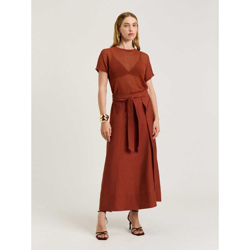 Veronika Maine Washer Lyocell Belted Midi Skirt image number 4